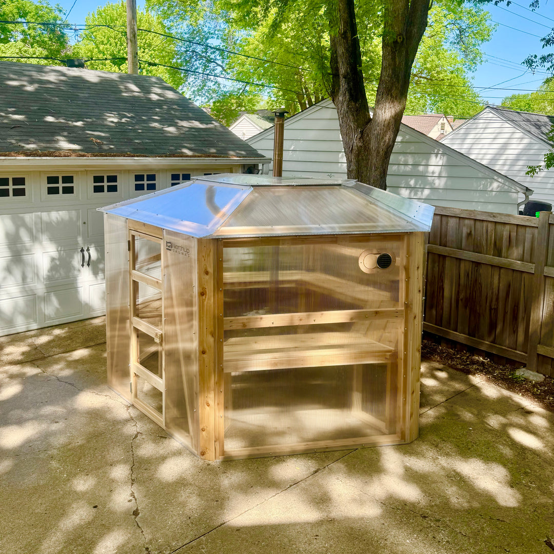 Side Exterior view of NorthUp Hex Sauna