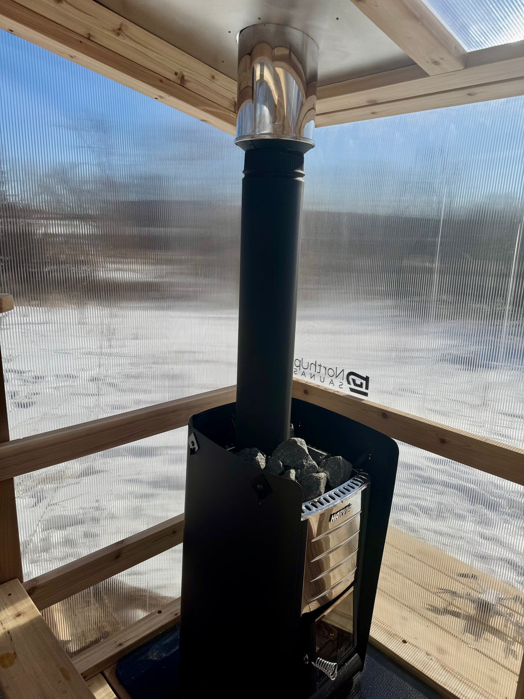 Interior view of NorthUp Core sauna stove.